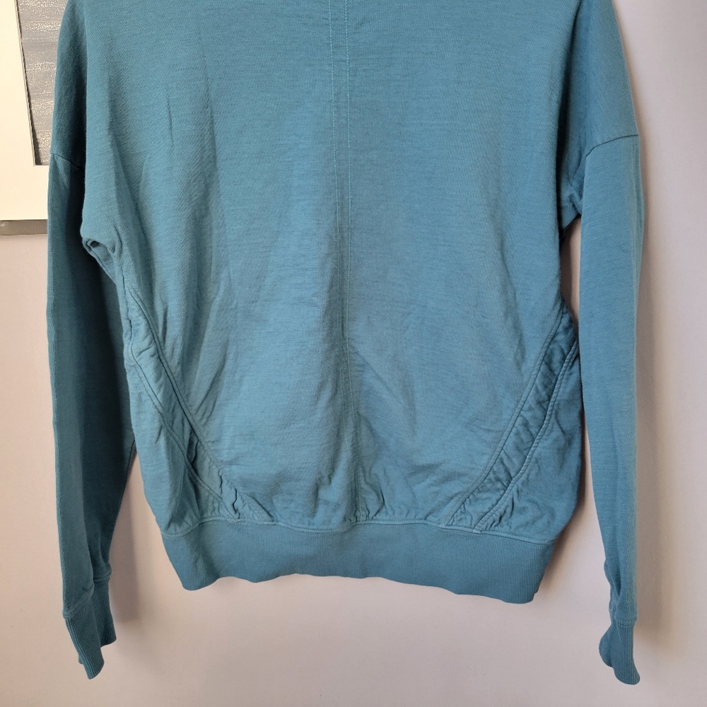 Athleta Girl Beachy Scrunch Pullover Crew Neck‎ Sweatshirt Teal Blue XL 14 - Picture 5 of 13